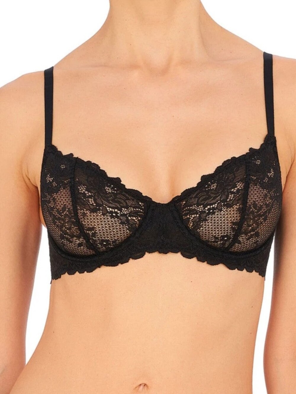 Natori Heavenly Convertible Balconette Black Lace Underwire Bra 32DD